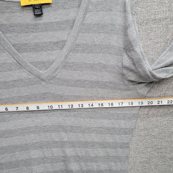 ST JOHN METALLIC SILVER V NECK TOP, SIZE L - Picture 8 of 8